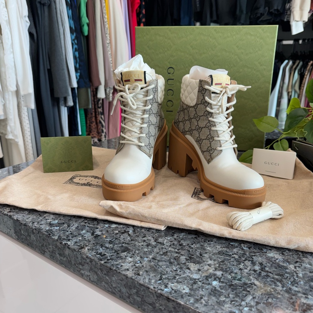 Gucci GG Supreme Canvas & Leather Boot